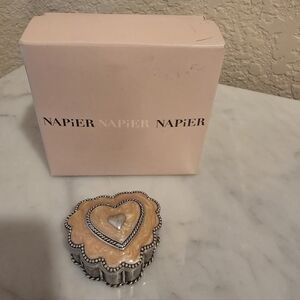 Vintage Napier Heart Silver-Tone Jewelry Trinket Box 1  1/2×1  1/2